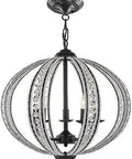 Black Farmhouse Crystal Chandelier Pendant Light With Adjustable Chain For High Ceilings Entryway Foyer Featuring Cool Gothic Cage Iron Design