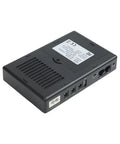 Premium Adjustable DC Ups Battery Backup For Home Routers Modems And Security Cameras With Smart Chip Management back view showing ports.