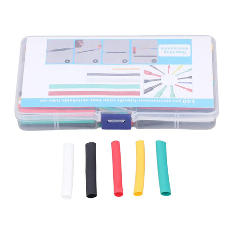 Must Get 140 Pc Heat Shrink Tubing Kit For Wire Wrapping And Electrical Insulation With Storage Container To Bundle Cables For Daily Maintenance And Auto Repair Work At A Cheap Price, assorted color tubes in case