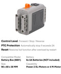 Battery box from 5 Piece Plug And Play Motor Starter Kit For Brick Building Includes M L XL And Servo Motors Plus Battery Box Brick Compatible Drive System For Robotics DIY Engineering And Remote Control Projects