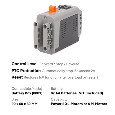Battery box from 5 Piece Plug And Play Motor Starter Kit For Brick Building Includes M L XL And Servo Motors Plus Battery Box Brick Compatible Drive System For Robotics DIY Engineering And Remote Control Projects