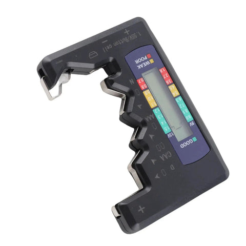 Color LCD Battery Checker With Three Color Readouts For AA AAA C D 9V And 1.5V Cells Handy Home Battery Tester And Capacity Meter For Rechargeables Or Alkaline Batteries, handheld black plastic