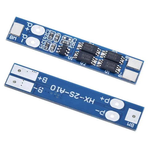 No Fuss 10 Pack 2S Lithium Battery Protection Board With Nickel Tabs 8A Max Load BMS For 18650 Cells displayed from top view.