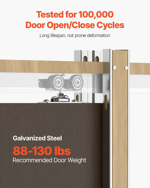 Pocket Door Frame Kit For 24 To 36 Inch Wide Doors 80 Inch High With Two Way Soft Close System; shows galvanized steel rail
