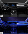 Car interior before and after installing Interior Car LED Strip Lights 16.5Ft USB Neon EL Wire With 6mm Sewing Edge Blue Ambient Lighting Kit