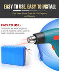 Heavy Duty Pvc Heat Shrink Wrap Tube, 5.9 Inch Flat Width In Bold Blue, 3 Meter Roll being heated for cable repair.