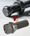 Comparison of worn bolt versus new 4 Piece M14 X 1.25 Wheel Lug Bolt Stud Kit, 48mm Overall Length, Conical Seat, OEM 36136781151