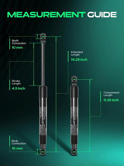 Set Of 2 Front Hood Lift Supports Struts Gas Spring Replacement For 2015 2016 2017 Sonata Sedan with measurement guide