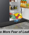 Heavy Duty Fridge Drip Pan And Leak Catcher Mat To Shield Floors From Watery Messes And Keep Your Place Bone Dry Non Slip Silicone Appliance Mat For Washer Or Freezer In Tough Black under refrigerator with spilled ice.