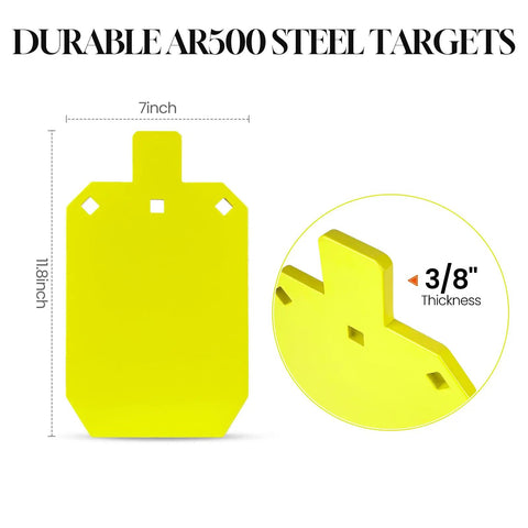 Premium Half Inch AR500 Steel Shooting Target For Outdoors With Durable Gong Silhouette 7x12 Inch Laser Cut Edges And Paint Stencil