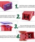Close-up of Heavy Duty 30 Piece Box Blade Fuse Kit showing fuse cover with amp rating and tempered copper contact sheet.