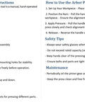 Instructions for the 2-Ton Heavy-Duty Arbor Press With Cast Iron Frame including usage and safety tips.