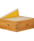 10 Frame Medium Bee Super Box With Beeswax Coating For Langstroth Hives, unassembled cedar wood box with open waxed foundation sheet.
