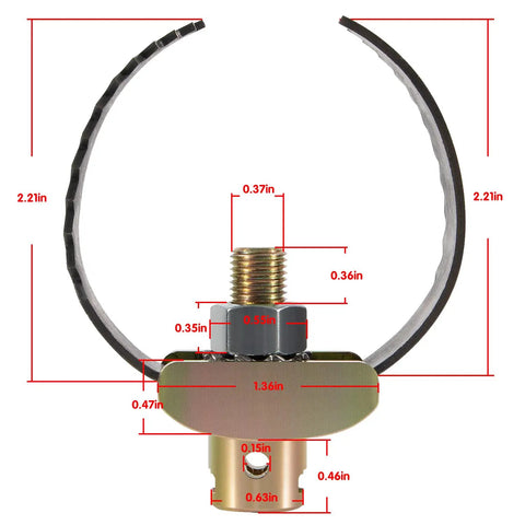 Professional Grade Heavy Duty 2 Inch C Cutter Drain Cleaner Tool with dimensions showing its spiral blade and fitting details.