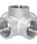 Stainless Steel 1/4 Inch 5-Way Outlet Cross Female Pipe Fitting Tube Connector for DIY Home Plumbing, front view