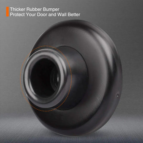 Solid Wall Door Bumper Stop With Thick 1 1/8 Inch Rubber Cushion And Matte Black Metal Shield showing the rubber bumper detail.