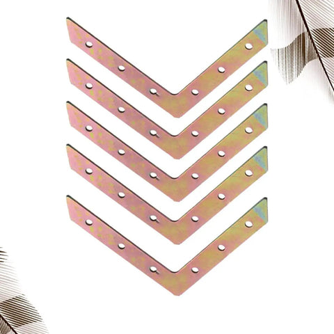 L Shaped Right Angle Galvanized Iron Plate Bracket 5 Pack Triangle Corner Support Braces displayed in a stack
