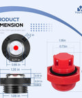 Oil Level Sight Glass With Gasket And Oil Fill Cap Kit dimensions for Pumps 2SF 3DX 4DX 5DX, detailed DeWalt fit specs