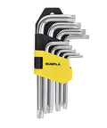 Beefy 9 Piece Torx And Allen Wrench Set With Short Arm Hex Keys T10 To T50 In Chrome Vanadium Steel shown in durable storage case