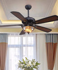 Top Shelf Antique Ceiling Fan 42 Inch With Bright LED Light And Simple Remote Control bringing smooth reverse breeze in living room.