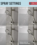 Slide Bar Handheld Shower with Hose in Brushed Nickel, Detachable Shower Head, Stainless 51361-SS, Four Powerful Spray Options