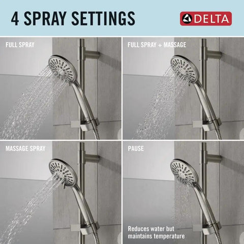 Slide Bar Handheld Shower with Hose in Brushed Nickel, Detachable Shower Head, Stainless 51361-SS, Four Powerful Spray Options