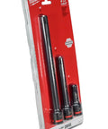 Shockwave Impact Duty Half Inch Drive Extension Set 3 Piece Forged Steel in retail packaging