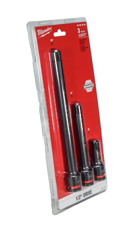 Shockwave Impact Duty Half Inch Drive Extension Set 3 Piece Forged Steel in retail packaging
