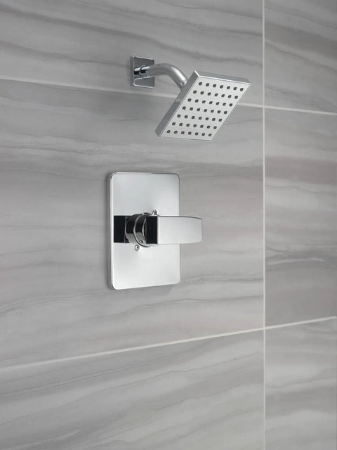 Modern 14 Series Shower Trim Kit With Chrome Head And Handle, Valve Trim Set T14267-PP, Valve Not Included, Rough-In Sold Separately