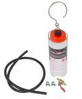 Motorcycle Auxiliary Fuel Tank 500ml With Vent For Small Engine Work And Carburetor Tuning Must Have Handy Gas Tank For Quick Engine Testing Before Final Assembly, showing a white container with red vented cap, hose, and fittings.