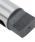 MT5 to MT4 taper reducing drill sleeve adapter; silver steel body with dark end cap, close-up view