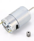 Heavy Duty 24V 200W Metal DL 555C Motors For Kids Electric Cars, showing motor and 9T gear detail, high speed RPM