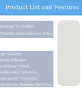 Drill-Free Adhesive Mounting Strips For Video Doorbell, 4-Pack, Residue-Free Tape shown with features and packaging details.