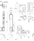 Heavy Duty Magnetic Fence Latch For Backyard Chain Link Gates features detailed dimensions and design layout for installation.
