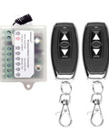 Wireless DC Motor Remote Control Switch 8V To 36V 433MHz 10A with two black key fob remotes and control unit
