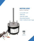 Beefy Condenser Blower Motor One Third To One Sixth HP 1075 RPM 208-230V 2A 48Y Frame Replaces ORM5458 with capacitor shown