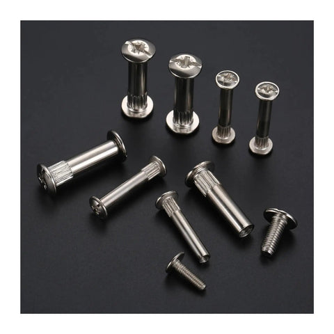 Beefy Nut Connector Kit For Furniture M5 And M8 Snap Rivet Screws, Male And Female Quick Assembly Hardware Sets, Includes 10 Complete Sets For Kitchen Cabinets, Beds, And DIY Splicing, Easy Fit, No Fuss Build, Strong Hold; silver metal connectors