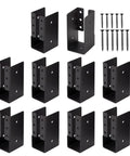 High Performance 2X4 Concealed Joist Hangers With Hardware, Rust Resistant Carbon Steel Swing Brackets For Deck Rails And Fences, Built Like A Tank For Stress Free Backyard Builds - Set of black brackets with screws.