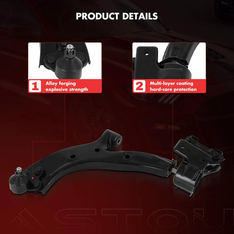 Eight Piece Front Suspension Kit For Honda CR V 2007 2008 2009 2010 2011 Comes With Front Lower Control Arm And Ball Joint Driver And Passenger Sides Outer Tie Rod Ends Inner Tie Rod Ends And Sway Bar End Links. Black alloy front lower control arm with ball joint and coated mount