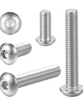3/8-16 Button Head Socket Cap Screws Stainless Steel 304 A2 70 Fully Threaded Allen Hex Drive Bolts 1-1/2 Inch Long 15 Pack