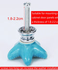 Four Pack Starfish Drawer Knobs Set, Coastal Ceramic Cabinet Hardware In Ocean Blue, Durable Zinc Alloy And Ceramic Build, Beachy Ocean Vibe Themed Kitchen Dresser Drawer Knobs For Cabinets. Ocean blue starfish knob with screw, 1.8-2.2 cm panel fit
