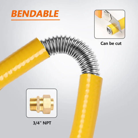 70 Ft 3 Quarter Inch Flexible Gas Line Kit CSST Corrugated Stainless Steel Tubing For Natural Gas And Propane Grills With 2 Male Adapters Beefy Built Heavy Duty Safe Conversion Hose