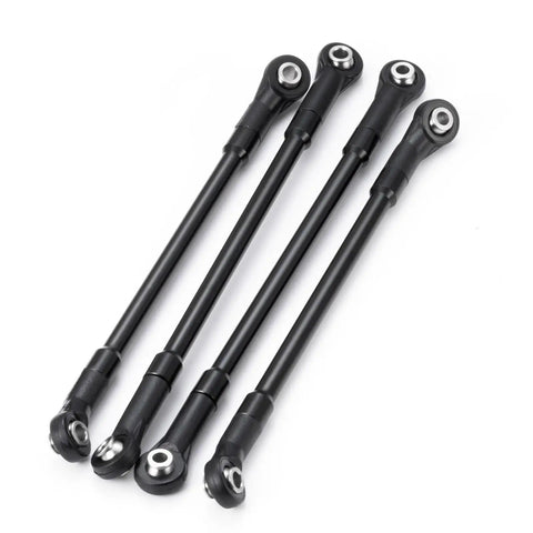 Aluminum Alloy 4 Link Kit Rear Axle With Panhard Bar Upgrade For 1/10 TF2 Trail Finder 2 RC Crawler Car That Converts The Factory Leaf Spring To A Stable 4 Link Suspension For Improved Handling Durability And Easy Bolt On Fit, four black link rods
