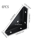 Rock Solid Triangle Shelf Brackets 90 Degree Corner Support, Slick Black Finish, dimensions of 3.62in x 2.59in x 0.75in.