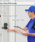 Keyless Entry Door Lock With Keypad For Front Door, Digital Smart Knob With Exterior Code Access, delivery person using code