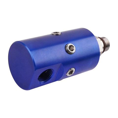 Beefy Built Rotary Joint Swivel Union For Industrial Machinery, Durable Rotary Union System Compatible With 1116-670-463 And 1116670463 Replacement Parts, Ideal For Fluid Transfer And Rotating Couplings, blue aluminum body