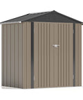 6x4 Ft Outdoor Metal Storage Shed With Lockable Door And Sloping Roof For Patio And Lawn Backyard in durable brown finish