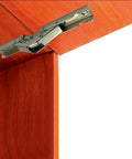 Heavy Duty Stainless Steel 90 Degree Folding Hinge Hidden Shelf Bracket Table Mount With No Sweat Setup For Cabinetry And Decor Built Tough Rust Resistant Hardware Kit 2 Piece Set attached to wooden shelf.