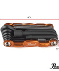 Side view of Orange Anodized TechTool Drum Key And Drum Set Multi Tool For Drummers with S2 Alloy Tools, 6x3.2x1.7 inches