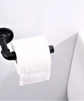Heavy Duty Industrial Pipe Toilet Paper Holder And Towel Rack, Rustic Farmhouse Wall Mount Iron Paper Roll Holder In Matte Black